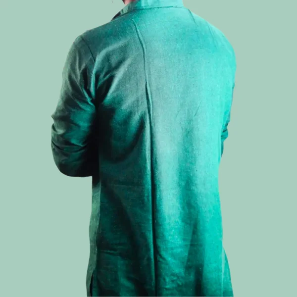Green Khadi Kantha Punjabi ( Full Sleeve ) - Image 4
