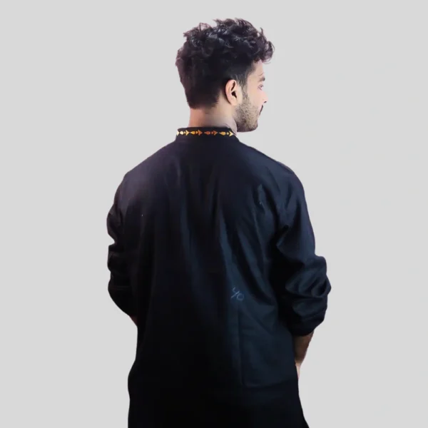 Black Cotton Hand Stitched Guti Punjabi - Image 4