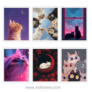 Pack of 6 Cute Cat Aesthetic Wall Posters by iNDLooms