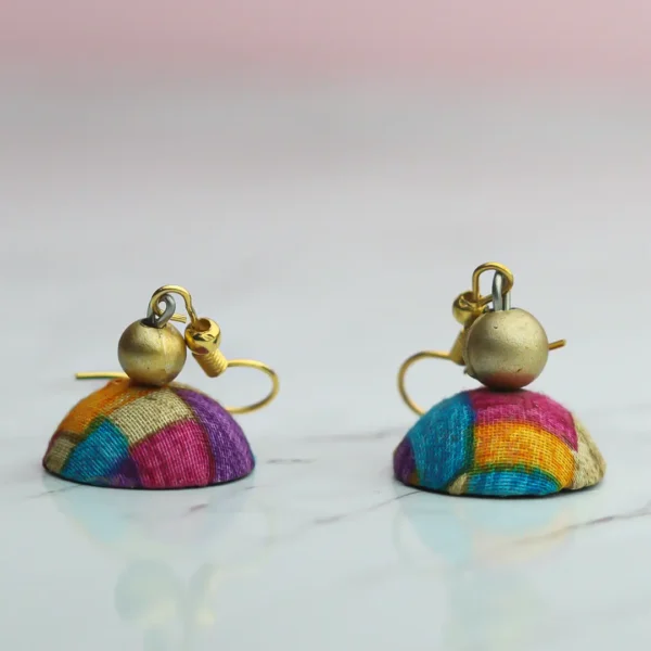 Handmade Multicolor (Aqua & Magenta) Beaded Earrings by INDLooms - Image 3
