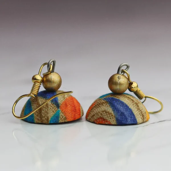 Handmade Multicolor (Blue & Orange) Beaded Earrings by INDLooms - Image 4