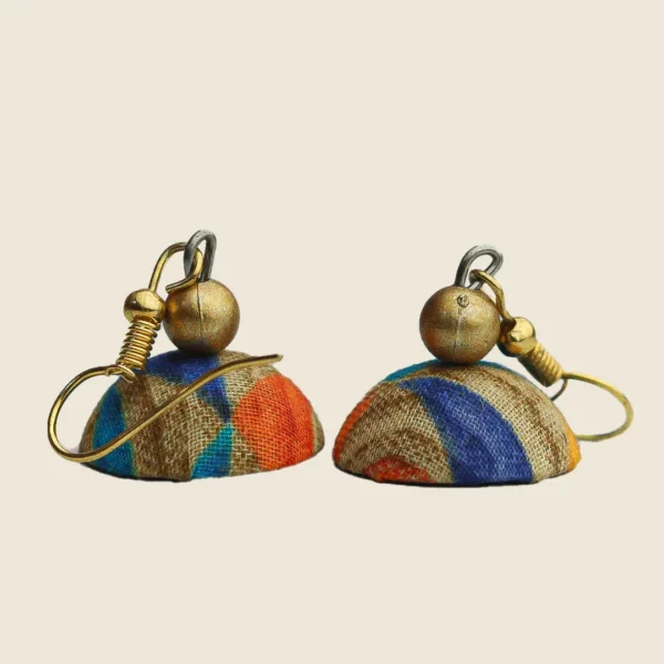 Handmade Multicolor (Blue & Orange) Beaded Earrings by INDLooms - Image 3