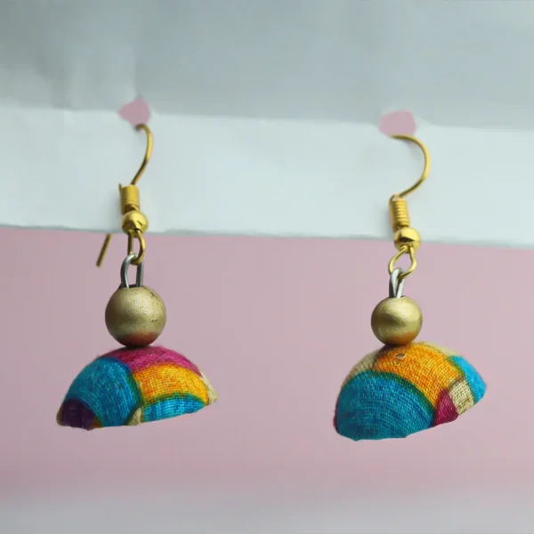 Handmade Multicolor (Aqua & Magenta) Beaded Earrings by INDLooms