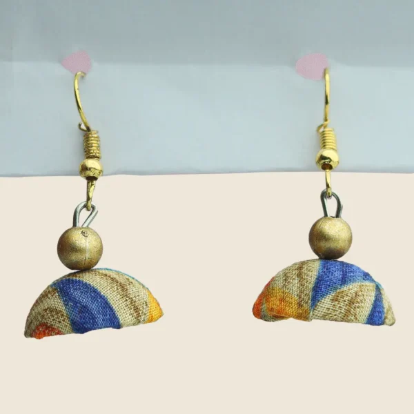 Handmade Multicolor (Blue & Orange) Beaded Earrings by INDLooms