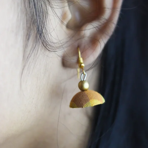 Handmade Yellow Accent Beaded Earrings by INDLooms - Image 2