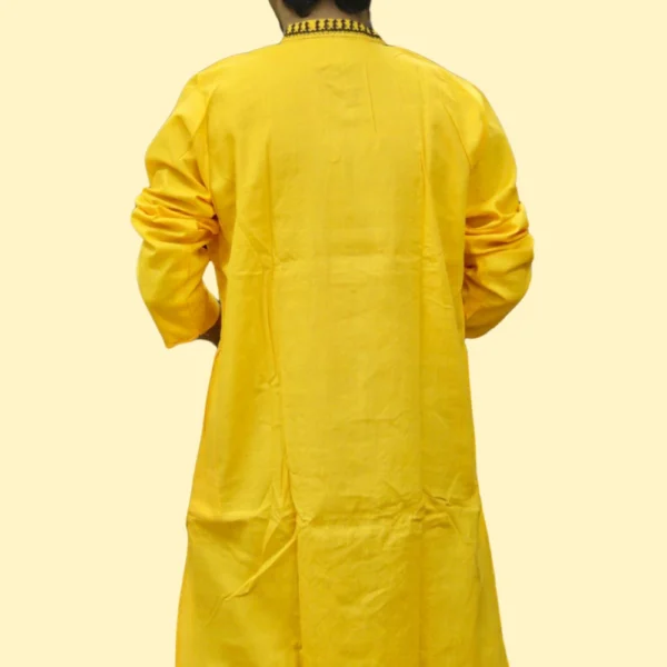 Yellow Kurta Punjabi with Intricate Kantha Embroidery - Handmade by INDLooms - Image 3