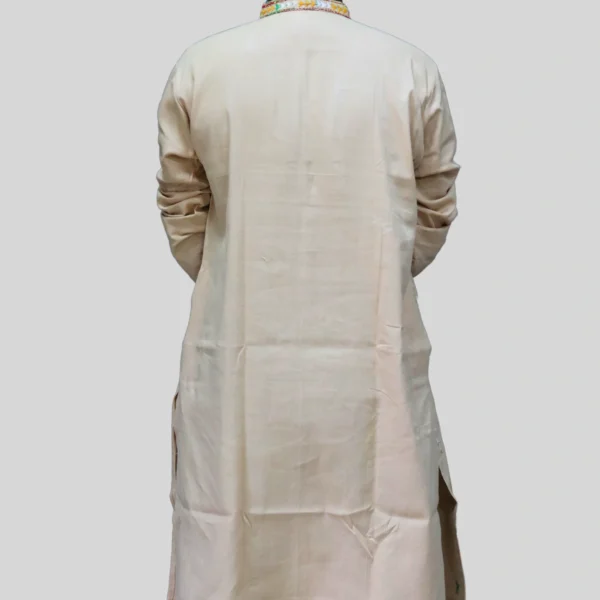 Men's cream kurta with multicolor floral embroidery – festive ethnic wear by Indlooms