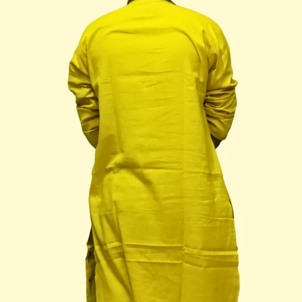 Men's yellow kurta with black thread embroidery – festive ethnic wear by Indlooms